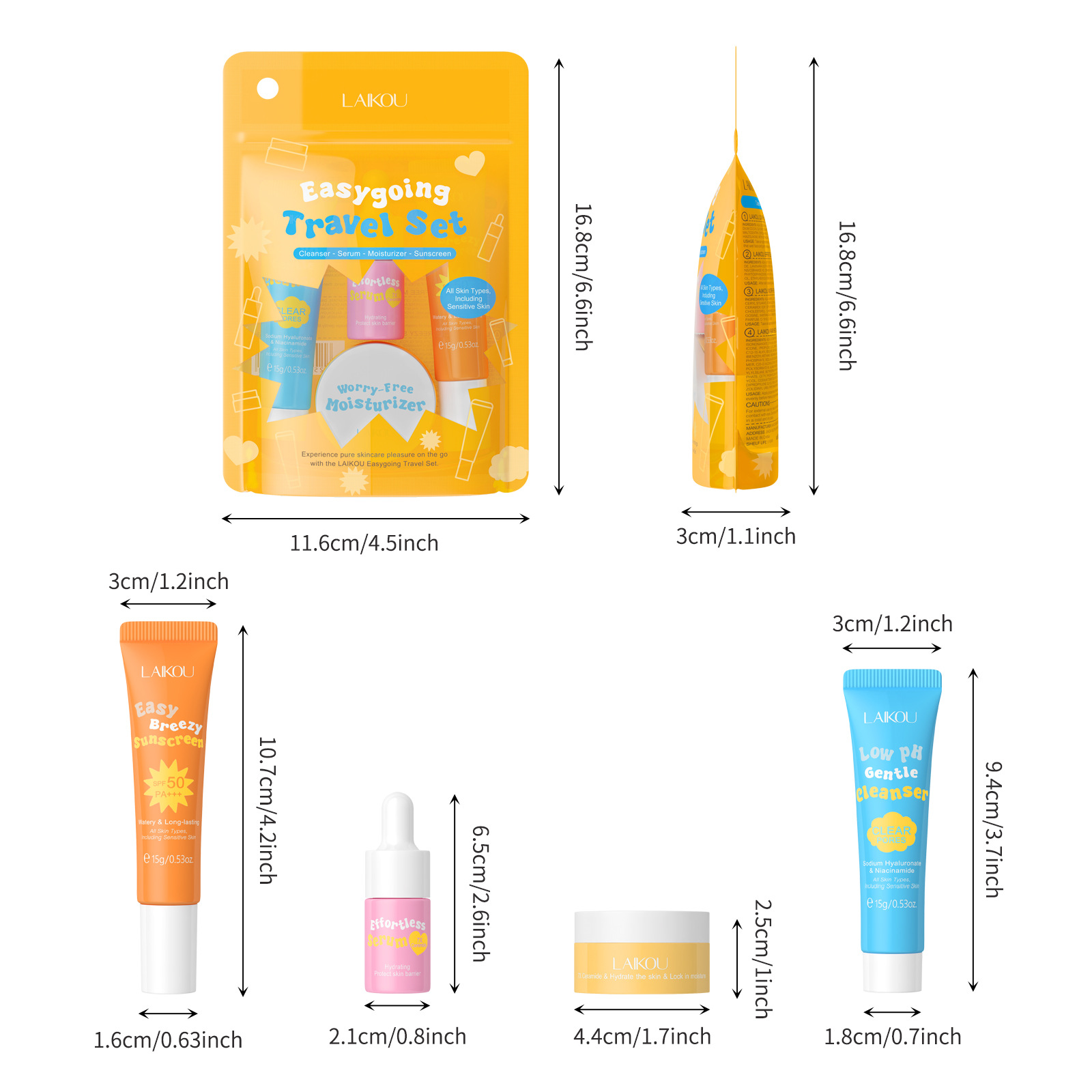 Hyaluronic Acid Facial Serum - 4 STKS Laikou Ceramide Reizen Pak
