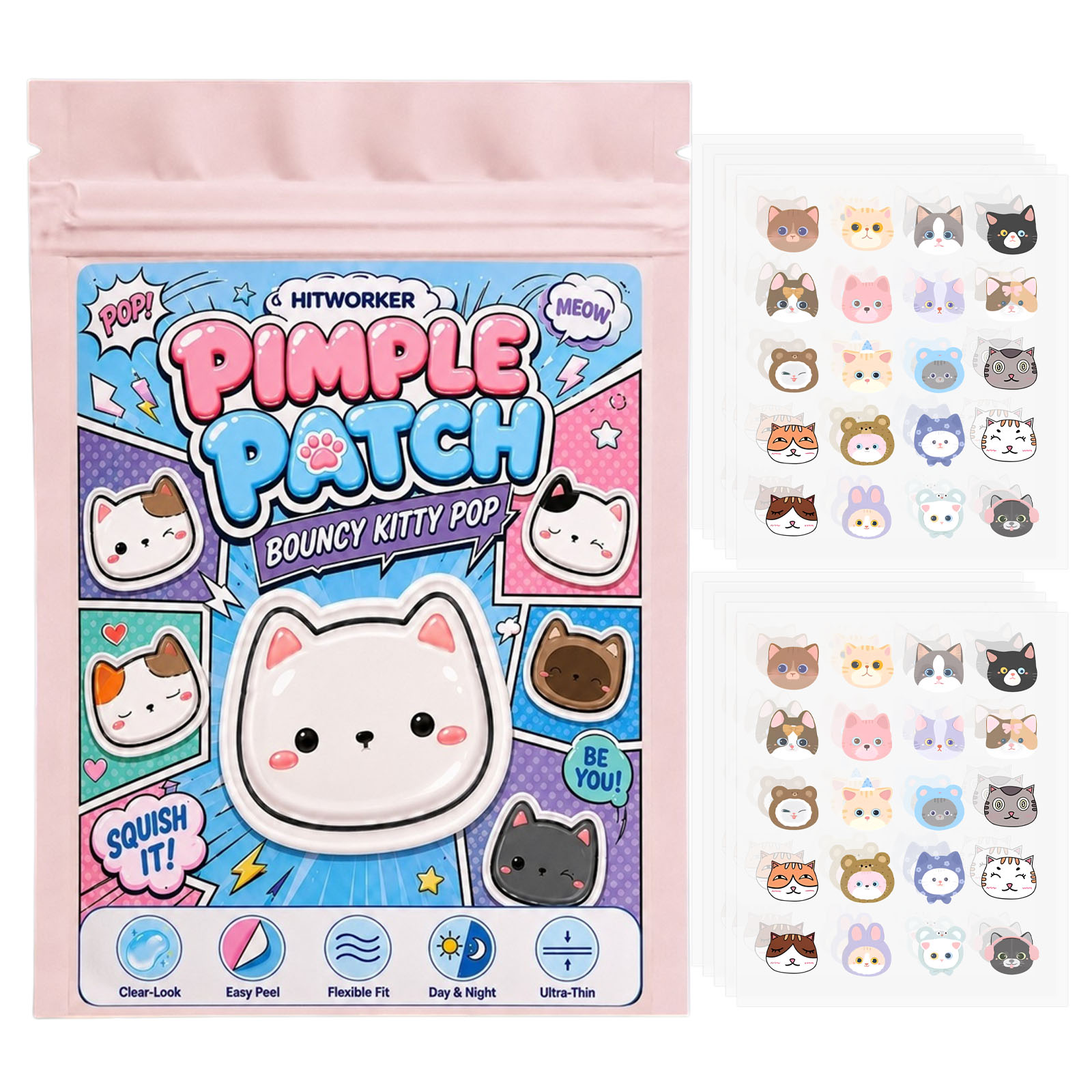 100 stuks schattige katten pui - Hydrocolloid Pimple Patch recensie en prijs